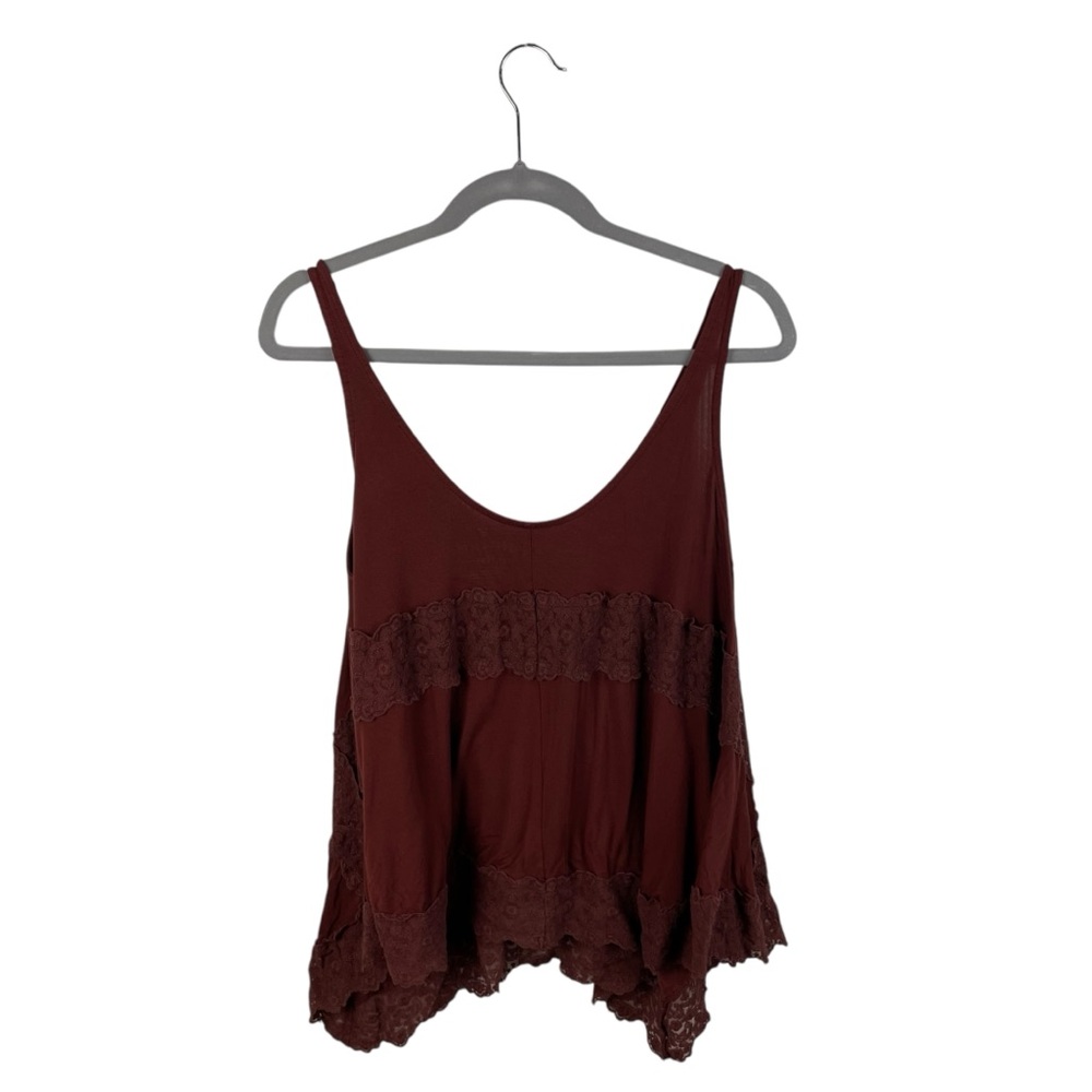 American Eagle Brown Lace Trapeze Swing Tank Top Size Small Bohemian Boho Y2K - Picture 2 of 6